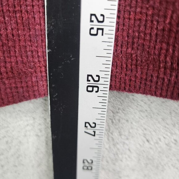 Mens Burgundy Members Mark Thermal Henley Shirt Long Sleeve Size M - Picture 10 of 11